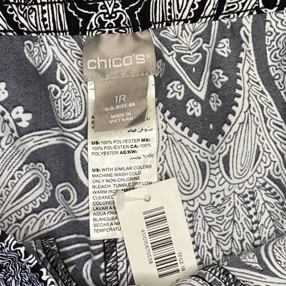 NWT Chico's Seville Paisley Black White Pull On Pants - Picture 4 of 4
